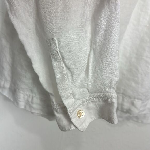 Poetry White Linen Lagenlook 1/2 Button Long Sleeve Shirt Top Size 8 - Picture 2 of 9